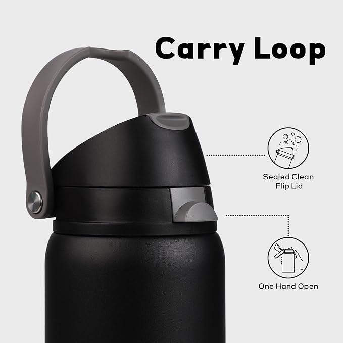 32 oz Insulated Water Bottle for Travel, 2-in-1 Quick Flip Straw and Push - Image 3