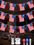4th of July Decoration, 24FT 50LED Red White and Blue String Lights 25 American by EXF