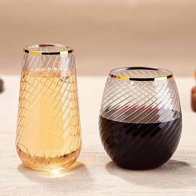 48 Pack Plastic Wine Glasses – 24 x 9oz Stemless Champagne Flutes & 24 x 12oz - Image 2