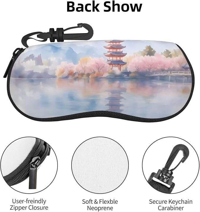 Watercolor Orca Whale Glasses Case Neoprene Portable Zipper Eyeglass Bag - Image 4