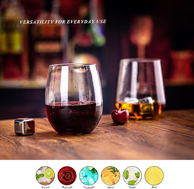 18oz Clear Stemless Wines Cups, Shatter-Proof Acrylic Glasses Drinkware - Image 5