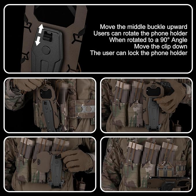 Zhongren 90 Rotating Tactical Plate Carrier Vest Attachments Universal Phone - Image 8