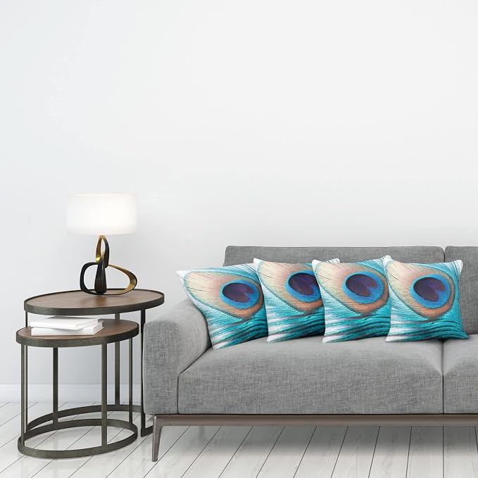 Ambesonne Feather Throw Pillow Cushion Case Pack of 4, Close up Pattern of - Image 3