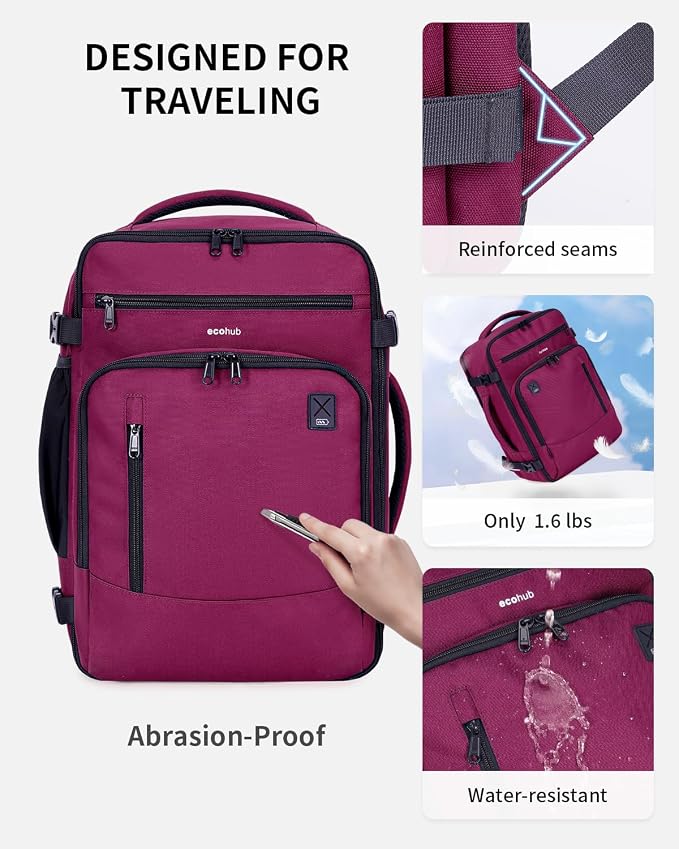 ECOHUB 17" Small Travel Backpack, United Airlines Personal Item Bag 17x10x9 - Image 6