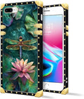 Compatible with iPhone 8 7 SE Case, Colourful Dragonfly Pink Lily Pads Luxury by Unknown