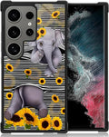 for Samsung Galaxy S24 Ultra Case, Cute Little Elephant Sunflower White Line by FKBRCL4U