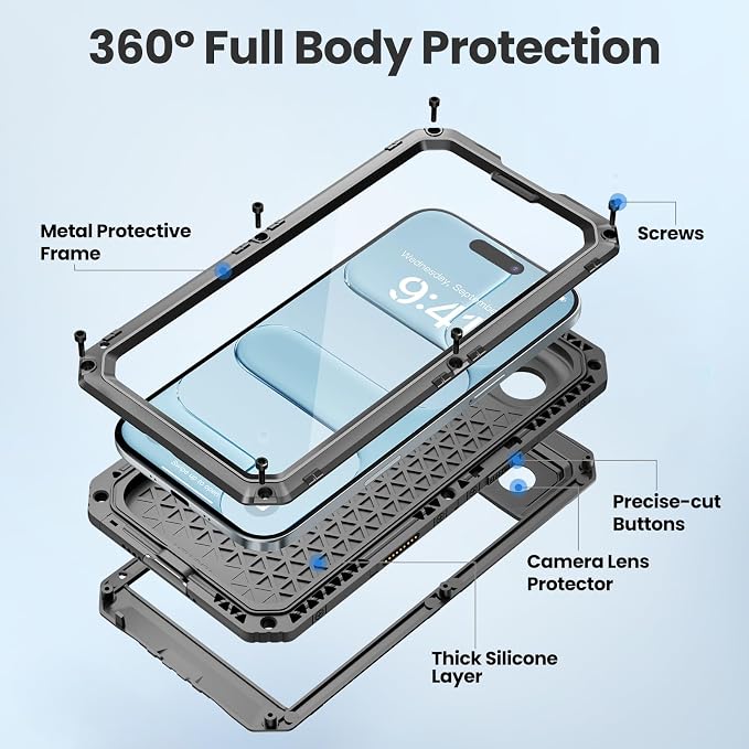 Mitywah Waterproof Case for iPhone Air, Military Grade Rugged Metal Case - Image 5