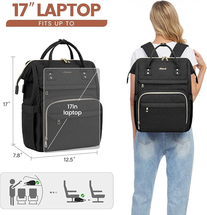 LOVEVOOK Laptop Backpack for Women, 17 Inch Professional Womens Travel Backpack - Image 4