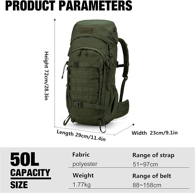 Mardingtop 50L Hiking Backpack, Backpacking Backpack - Image 3