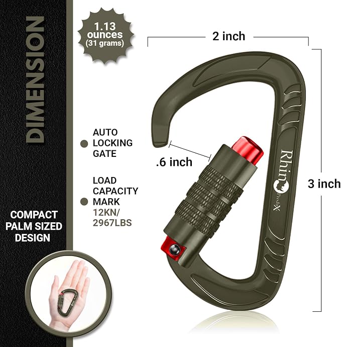 Rhino Produxs 12kN Heavy Duty Carabiner Clips, - Image 2