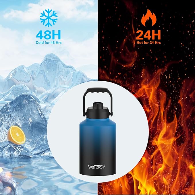 WATERSY Half Gallon Water Bottle Insulated, BPA Free&Leak Proof, 64oz Stainless - Image 2