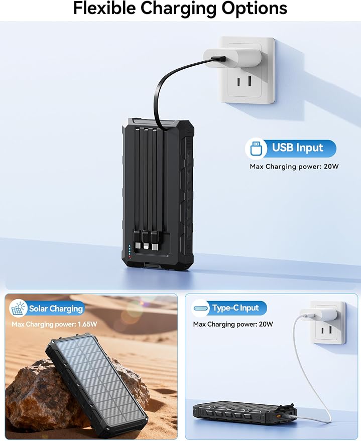 Solar-Charger-Power-Bank - 20000mah Solar Powered Battery Charger Cell Phone - Image 5