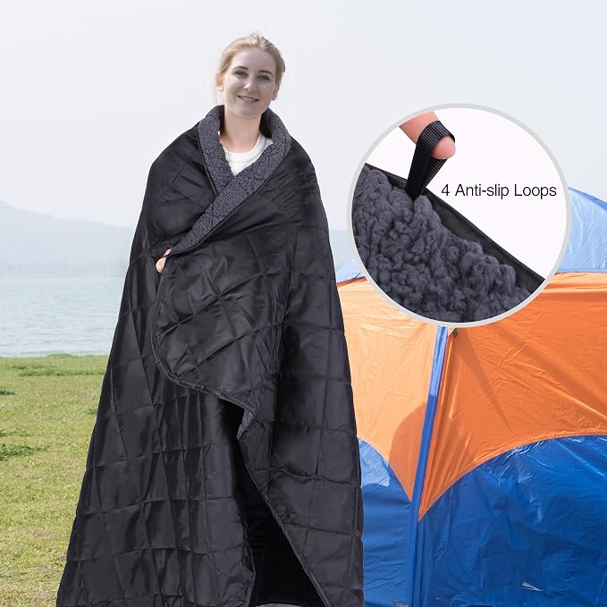 REDCAMP 79"x79" Large Warm Camping Blanket Waterproof & Windproof - Image 2
