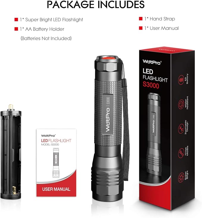 WdtPro High-Powered LED Flashlight S3000, Super Bright Flashlights - Image 7