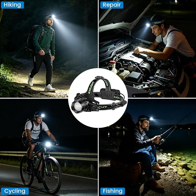 Rechargeable Headlamp 3 Pack, 000 Lumens Super Bright Head Lamp - Image 8