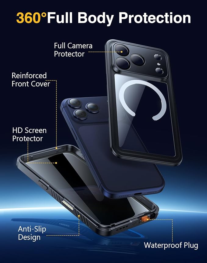 Lanhiem Magnetic for iPhone 17 Pro Case Waterproof, Built in Screen Protector & - Image 6