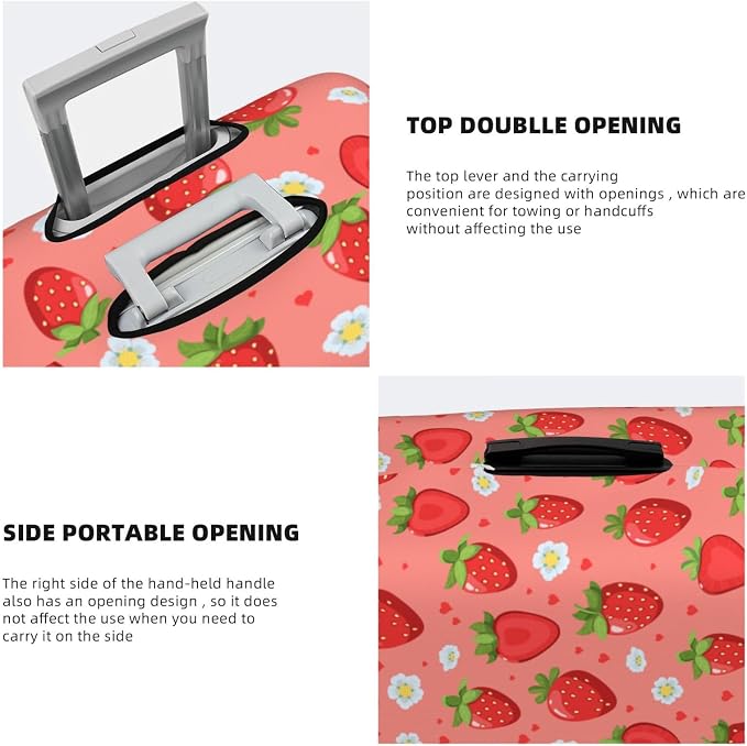 Cute Strawberry and Floral Print Elastic Luggage Cover, Suitcase Protector - Image 5
