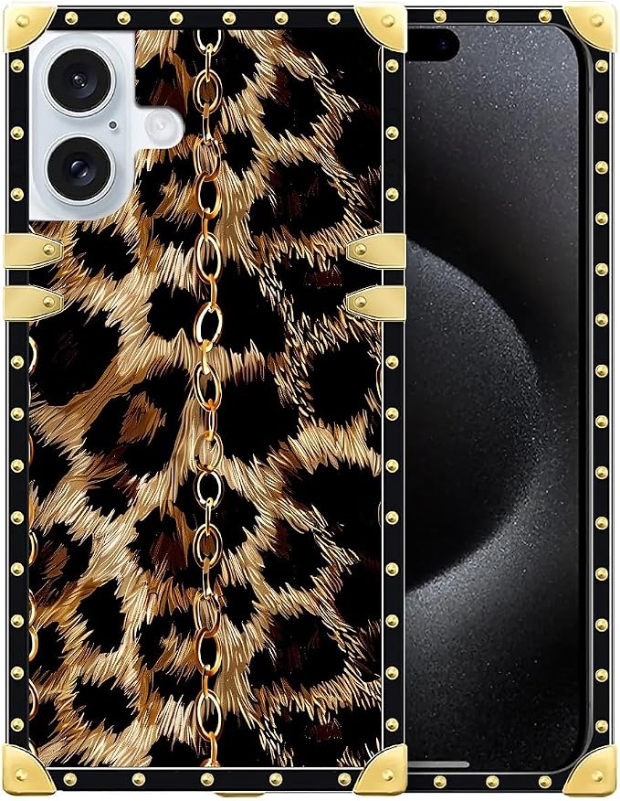 Compatible with iPhone 16 Case, Seamless Gold Chain Leopard Luxury Golden by Unknown
