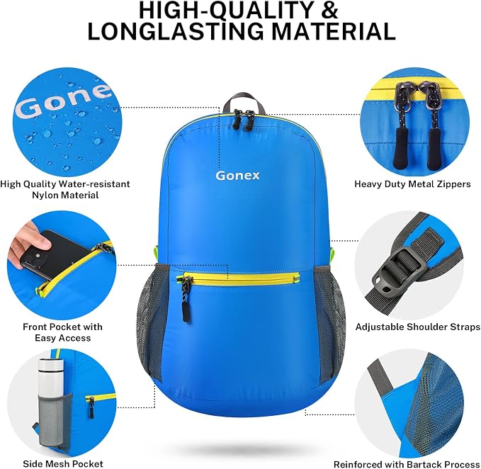Gonex Ultra Lightweight Packable Backpack 20L Daypack Handy Foldable Camping - Image 5