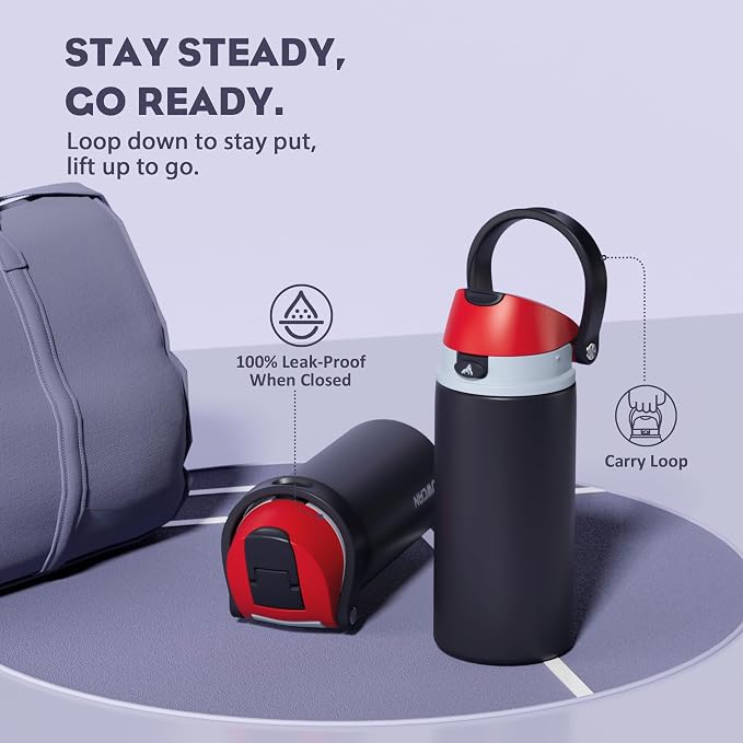 POWCAN 18 oz Stainless Steel Water Bottle: 2-in-1 Push-Button Spout & - Image 4