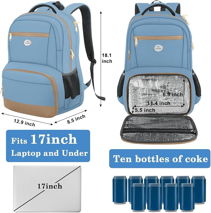 MATEIN Lunch Backpack for Women, 17 Inch Modern Insulated Work Backpack - Image 4