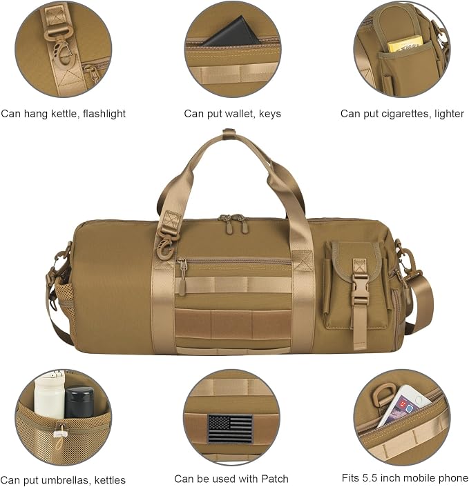 ArcEnCiel Medium Tactical Duffle Bag Men Gym Pack Molle Shoulder Bags Shoes - Image 5