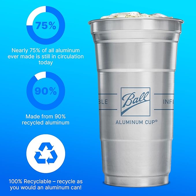 Top Cup Aluminum Cups, 12 oz Reusable Party Cups, Cold-Holding, Recyclable - Image 4