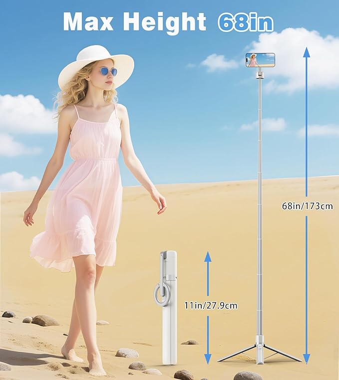 TONEOF 68" Magnetic Selfie Stick Tripod - Image 4