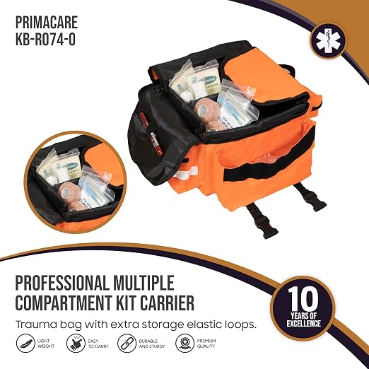 Primacare KB-RO74-O First Responder Trauma Bag, Side Pockets, Reflective Strip - Image 4