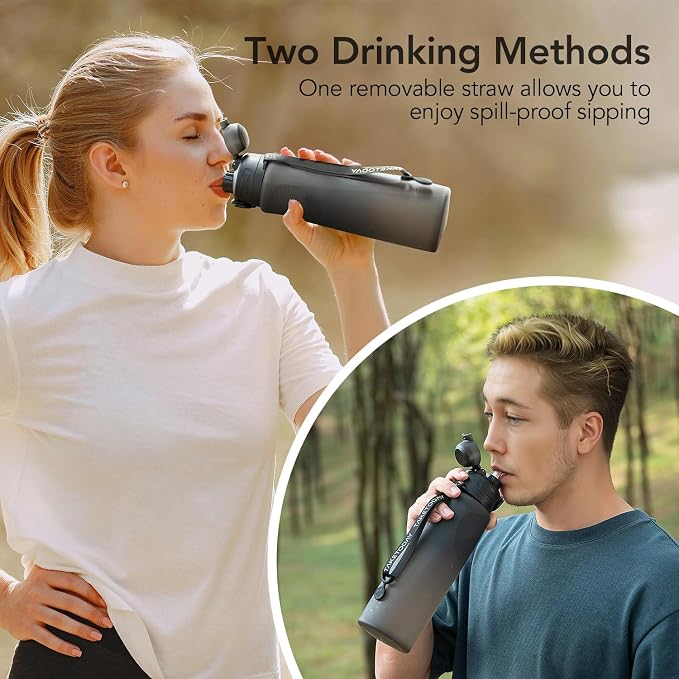 TakeToday Collapsible Water Bottles 32oz, Foldable Travel Water Bottle - Image 6