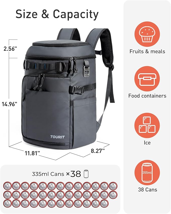 TOURIT Cooler Backpack Lightweight Insulated Backpack Cooler Leak-Proof - Image 2