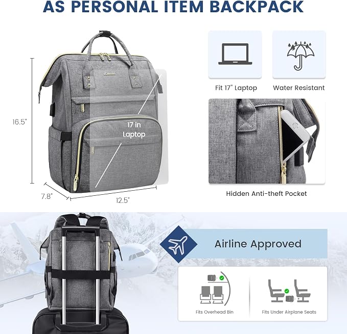 LOVEVOOK 17 inch Laptop Backpack Women, Large Travel Computer Back Pack - Image 3