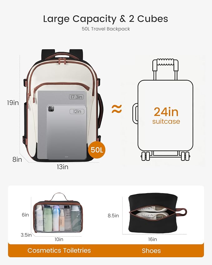 LOVEVOOK 50L Travel Backpack for Women, Airline Approved Carry On Backpack - Image 2