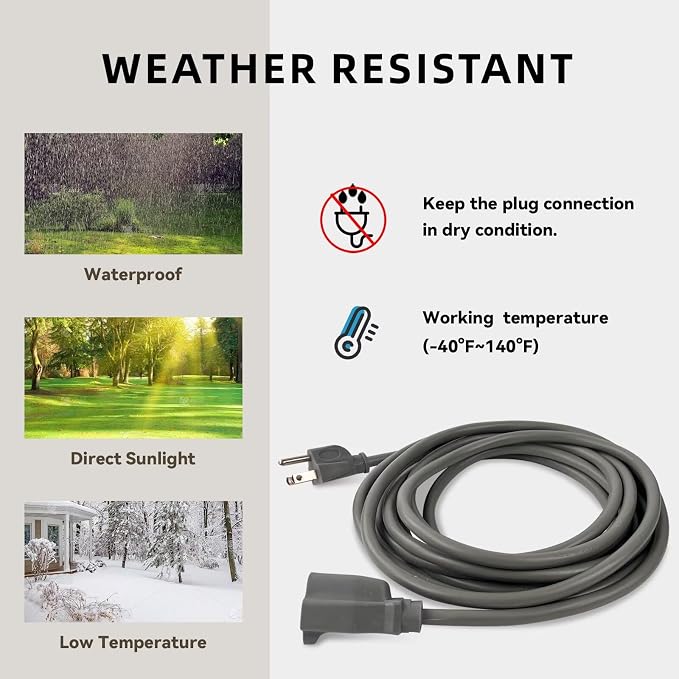 6ft Outdoor Extension Cord for Christmas Decorations - Image 5