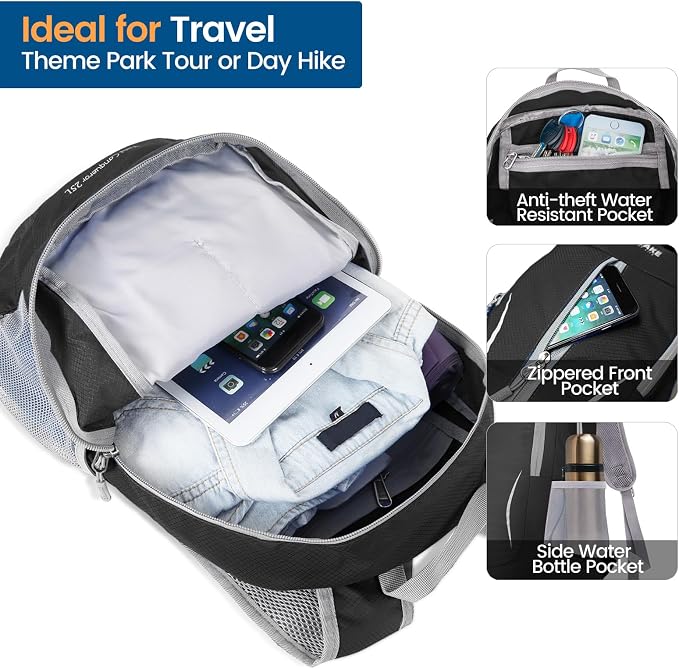 ZOMAKE Ultra Lightweight Packable Backpack 25L, Foldable Hiking Backpacks Water - Image 3