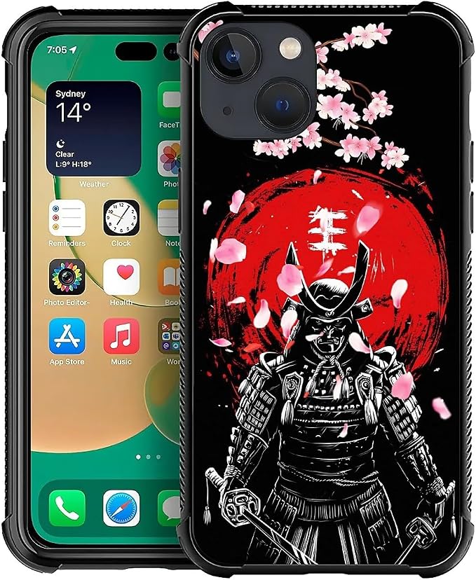 for iPhone 13 Case, Sakura Japanese Samurai Pattern Graphic Design Girl Boy by FKBRCL4U