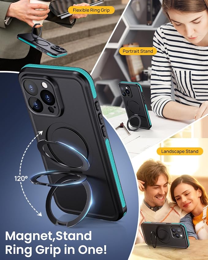 Lanhiem Magnetic for iPhone 16 Pro Max Waterproof Case, Dustproof Case Built-in - Image 6