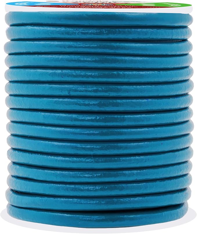 Mandala Crafts Round Genuine Teal Leather Cord - Image 2
