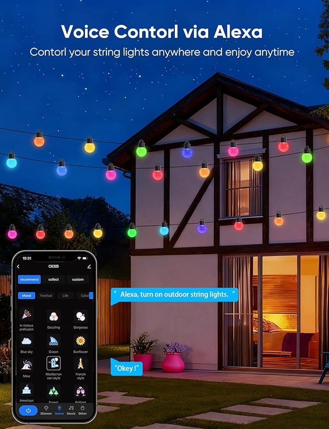APPECK Outdoor String Lights 100ft, RGBW Color Changing Patio Lights - Image 3