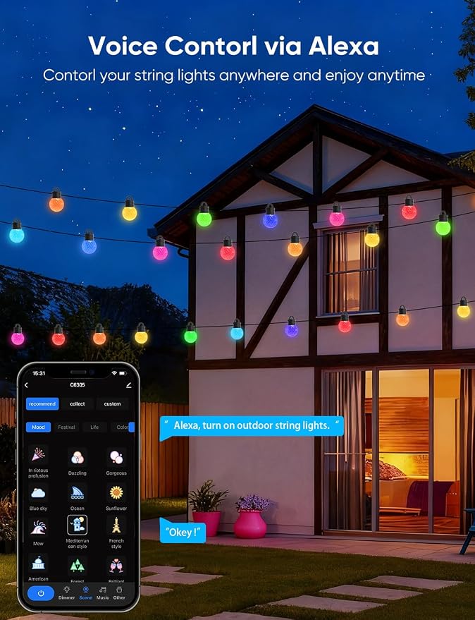 APPECK Outdoor String Lights 50ft, RGBW Color Changing Patio Lights - Image 3