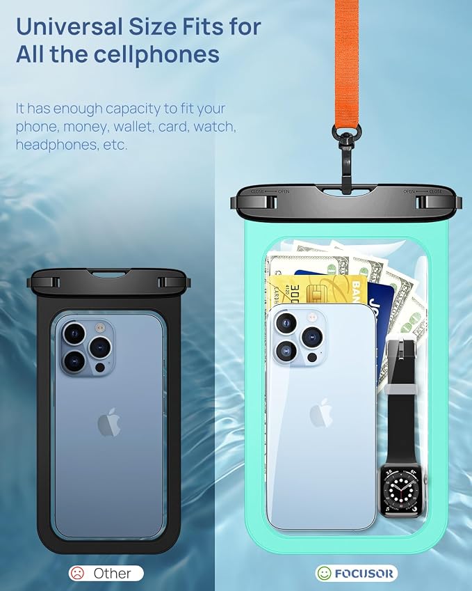 Lanhiem Large Waterproof Phone Pouch Universal IPX8 Waterproof Dry Bag - Image 2