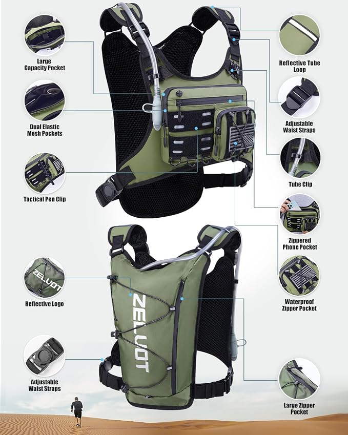 Zelvot Running Vest with 2L Water Bladder, Hydration Backpack, U.S. Original - Image 5