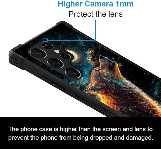 for Samsung Galaxy S23 Ultra Case, Star Cave Hungry Wolf Pattern Graphic Design - Image 2