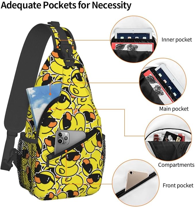 Cartoon Duck Sling Bag For Women Men Cute Yellow Duck Backpack Crossbody - Image 4