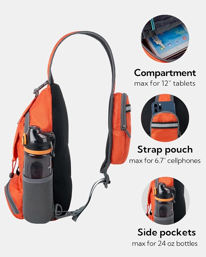 WATERFLY Packable Small Crossbody Sling Backpack Shoulder Chest Bag Daypack - Image 5