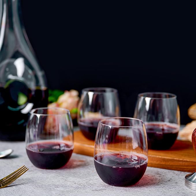 FOCUSLINE 32 Pack Plastic Wine Glasses Stemless, 12 Oz Crystal Clear Disposable - Image 3