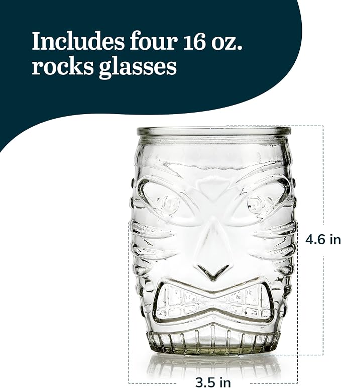 Libbey 4 Piece Modern Bar-Tiki Double Old Fashioned Glass Set, One Size - Image 3