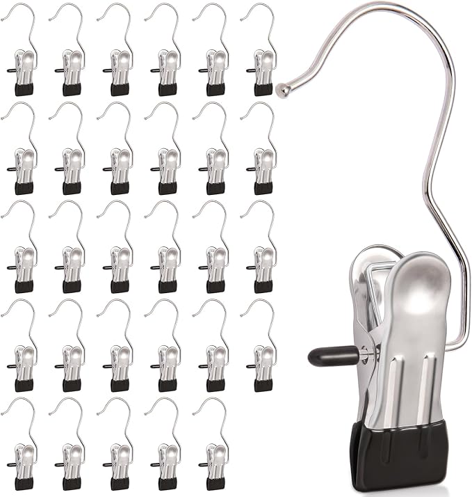 30 Pack Heavy Hanger Clips for Closet, Laundry Hooks Hanging Clips with by Unknown