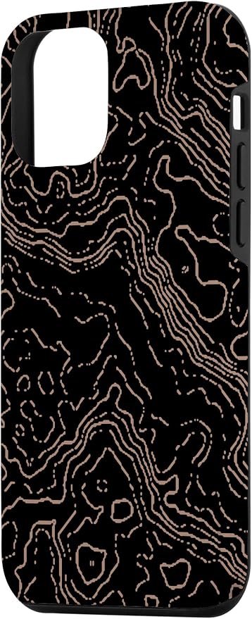 Topography Black & Brown Abstract Pattern Topographic Map Case - Image 2