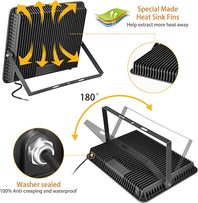XYCN 2pack 400W LED Flood Lights Outdoor, 5000K Daylight White 50000LM Super - Image 4